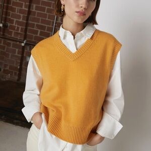 Everlane Women's V-Neck Sweater Vest in Mustard Size Medium